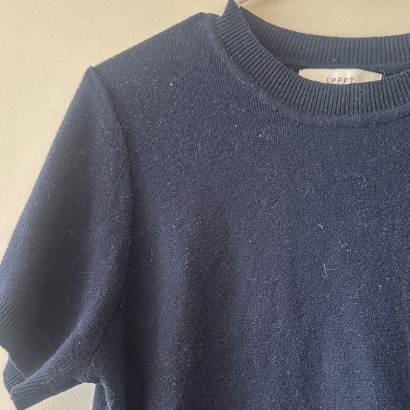 Navy Short Sleeve Sweater - Picture 2 of 2
